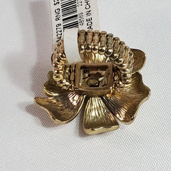 Gold Flower Adjustable Stretch Ring For Women NWT - Picture 4 of 10